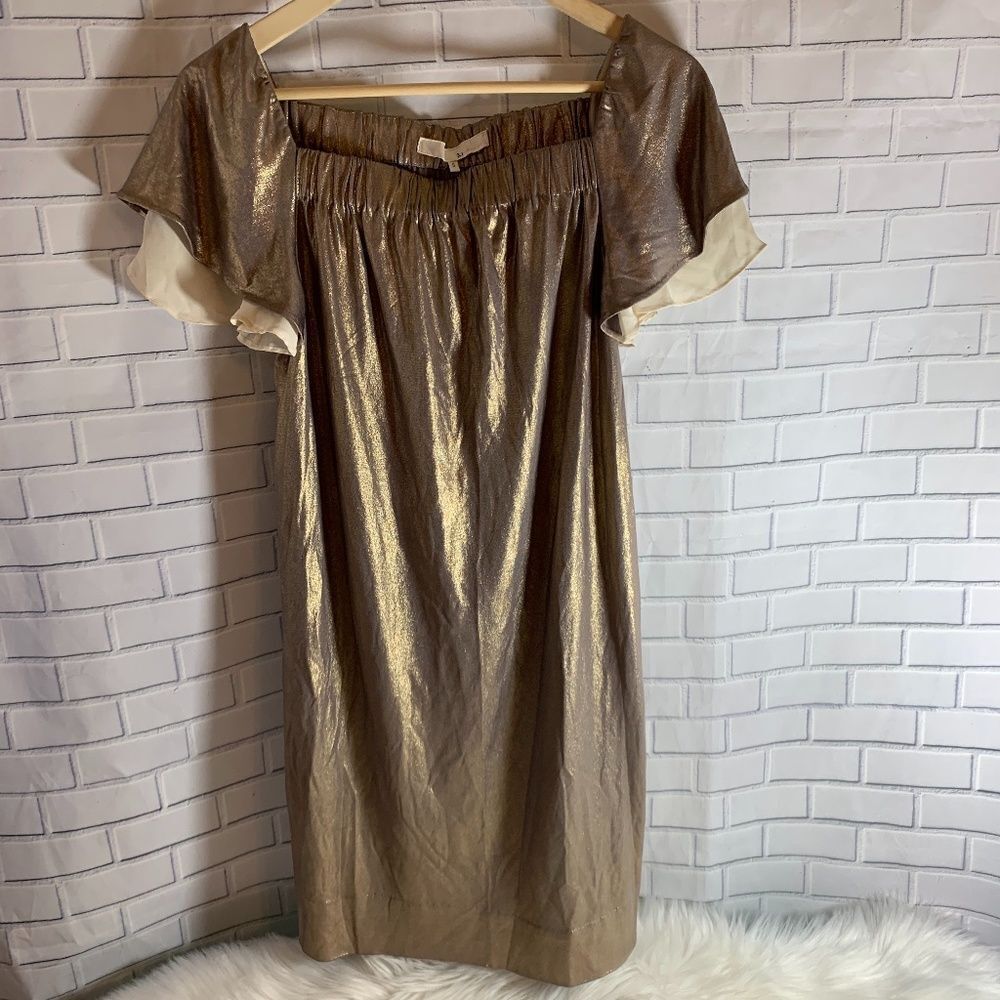 3.1 Phillip Lim‎ Gold Lame Shift Dress Size S